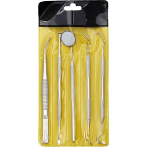3/4/5pcs Dental Mirror Stainless Steel Dental Dentist Prepared Tool Probe Tooth Care Kit Instrument Tweezer Hoe Sickle Scaler
