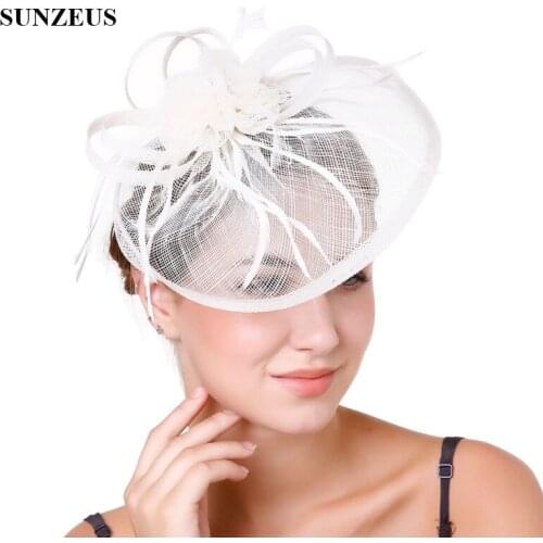 Linen Flowers Womens Hats Feathers Fascinators White Wedding Hair Hats Accessories sombrero mujer boda SH55