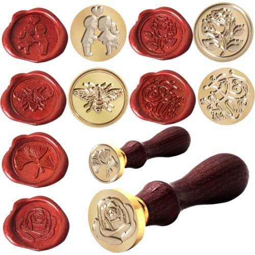 1pc Retro Wood Stamp Classic Flower plant Sealing Wax Seal Stamp Ancient Seal Post Decorative Antique Stamp DIY Crafts