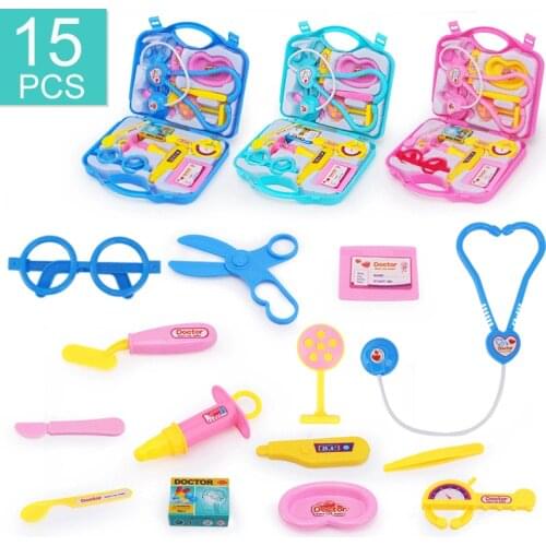 15pcs/Set Children Doctor Nurse Pretend Play Set Portable Suitcase Medical Tool Kids Portable Suitcase Medical Tool