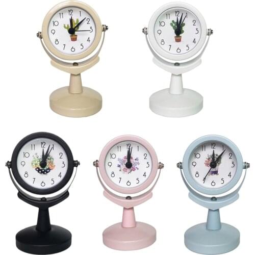 2inch Small Round Silent Sweep Analog Alarm Clock, Non Ticking, Time, Battery Power, Easy to Read, Retro Elegance Style