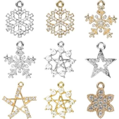 20PCS Crystal White Snowflake Necklace Charms Pendant DIY Women Bracelet Dangle Accessories
