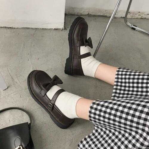 2021 spring and autumn small leather shoes Japanese retro Mary Jane female student black wild flat shoes simple