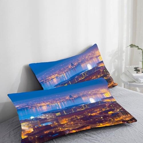 3D HD Pillow Case,Pillowcase 50x70/50x75/50x80/70x70,Decorative Pillow Cover Custom design,City night River Bedding