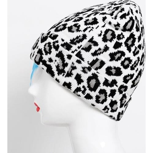 4 Colors Womens Beanie Hat Leopard Autumn Women Knit Beanie Hip Hop Hat For Girls Spring Skull Hats for Female 2019