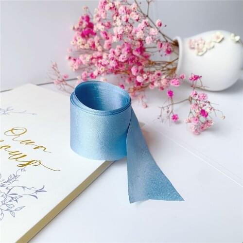 4mm-36mm blue hand dyed 100% pure silk embroidery ribbon wedding ribbon thin taffeta high quality silk ribbon Handcraft