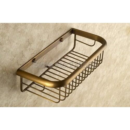 11.8" (300mm) Antique Brass Finish Bathroom Accessories / Wall Mounted Soap / Sponge Shower Storage Basket lba523