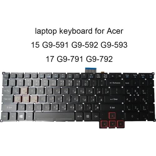 AR Backlight keyboard for Acer Predator 15 G9-591 G9-593 17 G9-791 G9-792 Arabic black laptop KB red keys new 102 015C8LHA02