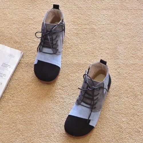 Shoes Woman Spring and Autumn Flat Ankle Boots Short Womens Round Toe Cotton Shoes Snow Boots and Ankle Luxury Fashion Fluffy