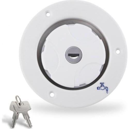 RV Parts Filler Neck For Water Tanks Caravan Plastic Gravity Fresh Water Fill Hatch Inlet Camper Trailer 2 Keys Motorhomes