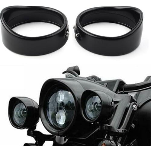 4.5" Motorcycle Passing Lights Lamp Trim Ring Bezel Visor Cover For Harley Street / Electra Glide Road King FLHX FLHT 2Pcs/Pair