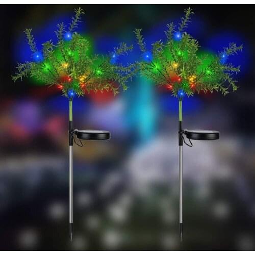 2pcs 15 LED Solar Ground Plug Firework Light Christmas Light Outdoor Christmas Decorations for Garden Fake Trees for Courtyard
