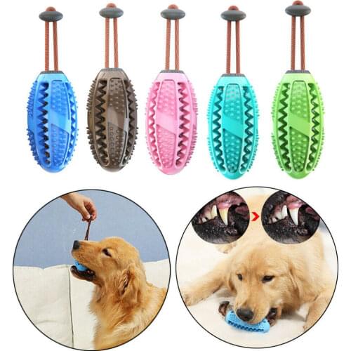 Pet Dog Molar Chew Toys Ball Toothbrush with Rope Nontoxic Bite Resistant Food Dispensing Biting Toy Cat Leak Food Chewing Ball
