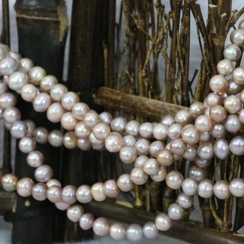 New fashion freshwater cultured 7-8mm natural nearround pearl loose beads top quality women fine diy jewelry making 15inch B1368