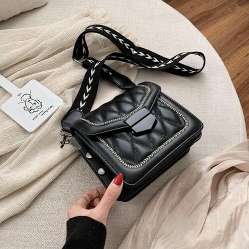 2021 New Small Square Crossbody Bags Mini Women Handbag Lock Pu Leather Chain Shoulder Bag Woman Messeng Bags