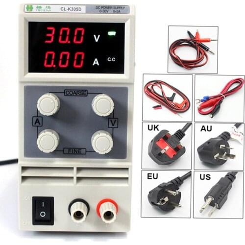 Chuilian CL305D 30V 5A Single Channel adjustable Digital 0.1V 0.01A DC Laboratory power supply DC power cables