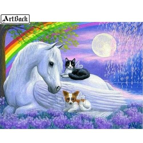 Needlework Diamond Painting Unicorn Rainbow Kit Full Square / Round Drill 3d Diamond Embroidery Animal Resin Mosaic Home Decor