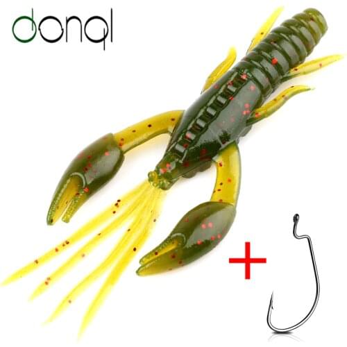DONQL 20pcs Silicone Soft Fishing Lure 50mm 0.6g Wobbler Larva Bait + 5pcs Offset Hook Jigging Swimbait Lures Fishing Tools
