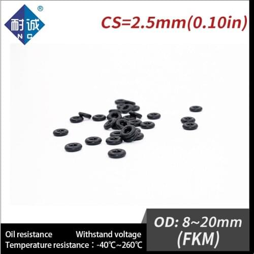 5PC/lot Rubber Ring Rubber O-Rings Fuel Washer Black FKM O ring Seals Thickness 2.5mm OD8/9/10/11/12/13/14/15/16/17/18/19/20mm