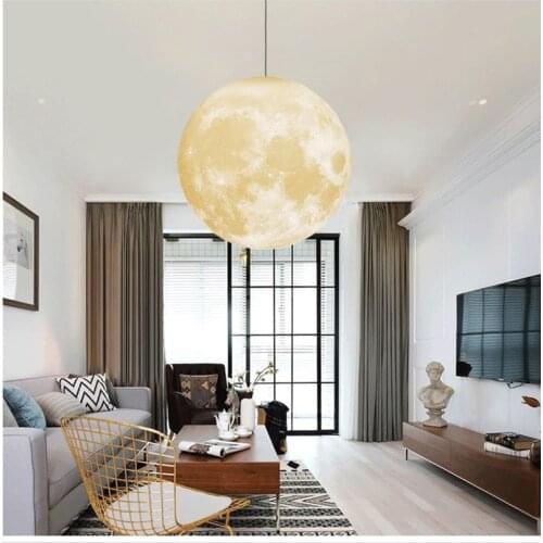 Modern Pendant Light 3D Print Moon Lights LED Pendant Lamp for Living Room Boy Child Girl Bedroom Bedside Art Hanging Lights