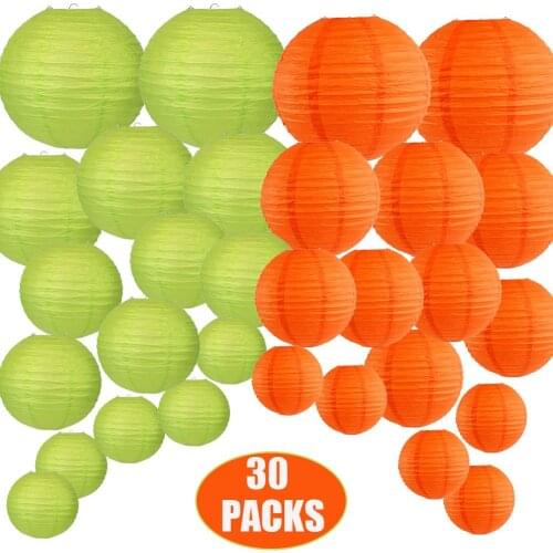 30 pcs 6"-12" Light Green Orange Chinese Paper Lantern lanterne papier lampion Wedding Party Christmas Event Hanging Decorative