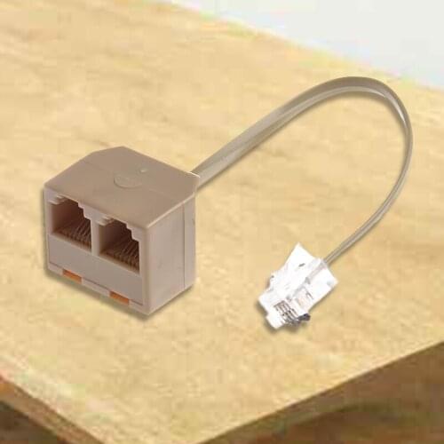 Telephone RJ11 Male Line to Double RJ11 Female Jack Filter Splitter Adapter #8