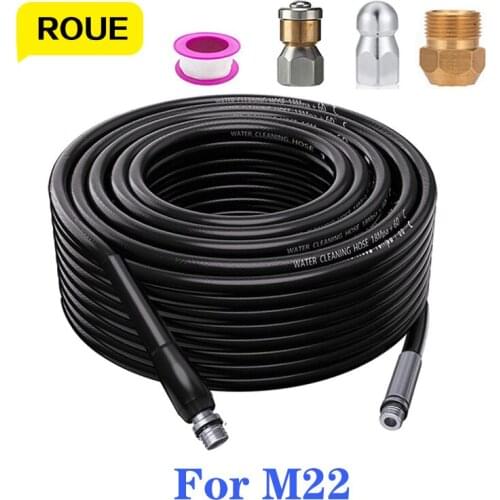 6~20m for HD M22 High-Pressure Car Washer High-Quality 1/4 Inch Button Hose and Rotating Sewer Cleaning Jetting Nozzle