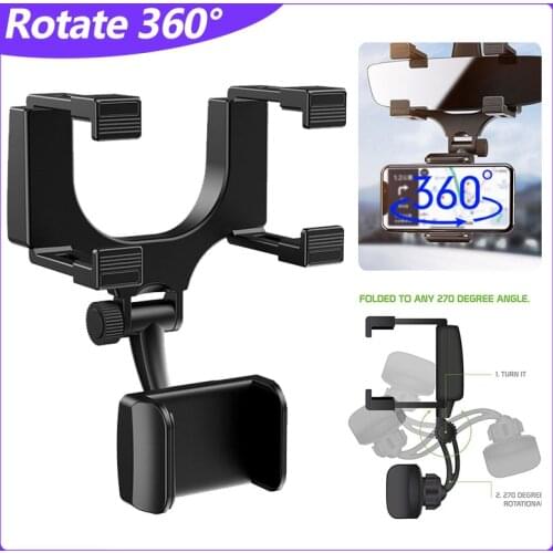 Car Rearview Mount Phone Holder Universal 360° Car Rearview Mirror Mount Stand Holder Cradle For Cell Phone GPS Car Rear View