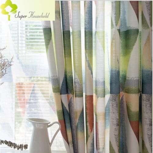Nordic Style Velvet Linen Printed Geometric Curtains for Bedroom Kitchen Window Treatments Tulle in the Living Room Custom Size