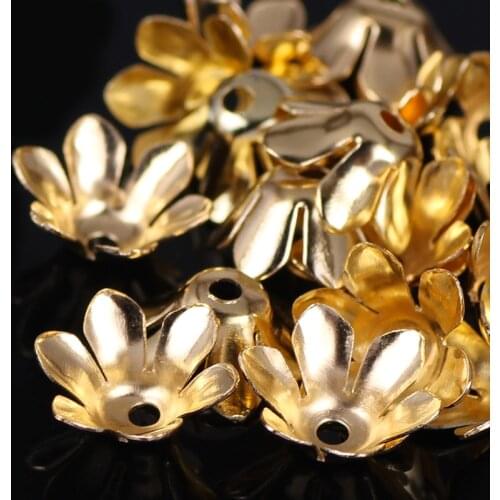 Pick 2 Colors 3 Sizes High Quality DIY Gold/Silver Plated Hollow Flower Metal Charms Bead Caps Diy Jewelry Findings 6 8 10mm