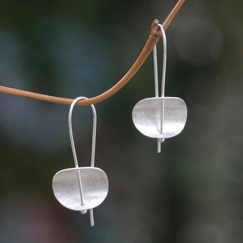Unique style brushed silver plated earrings European and America exaggerated female concave ear hook earrings ear jewelry