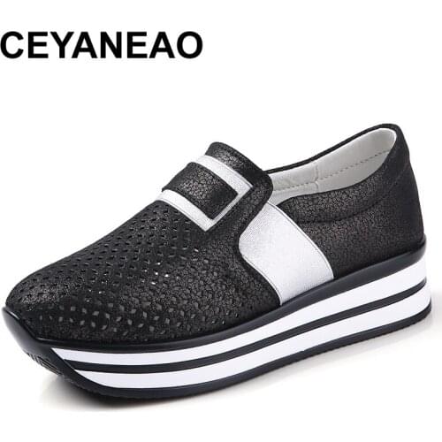 CEYANEAOWomens flat shoes; 2020 summer new hollowed-out breathable lightweight fashion shoes for women thick soled ladies casua