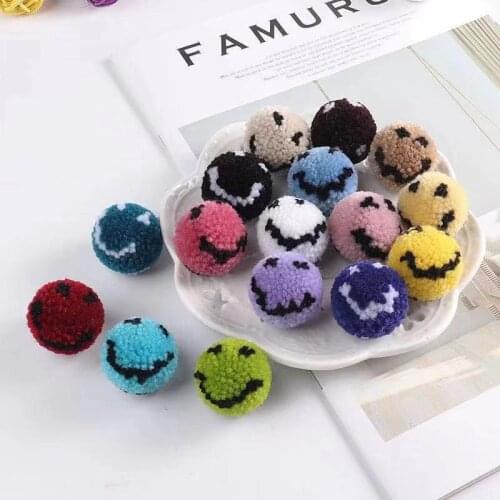 10Pcs/Bag 16Color Pompom 30mm Smiley Face Soft Plush Handicrafts Manualidade DIY Ball Furball Home Decor Sewing Accessories