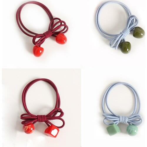 2 PCS Korea Simple Bow-knot Elastic Hair Bands Round Ball Woman Girls Hair Band Children Hair Rope Elasticity Accessories Gift