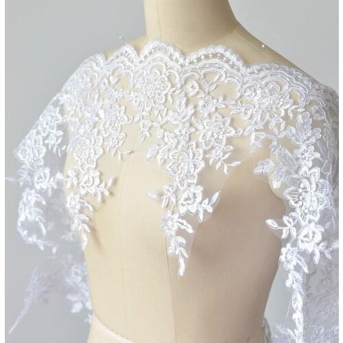 2Yards/Lot Pure White Embroidery Lace Fabrics Wedding Dress Veil Clothes Lace Trim DIY Craft Design Materials Accessories