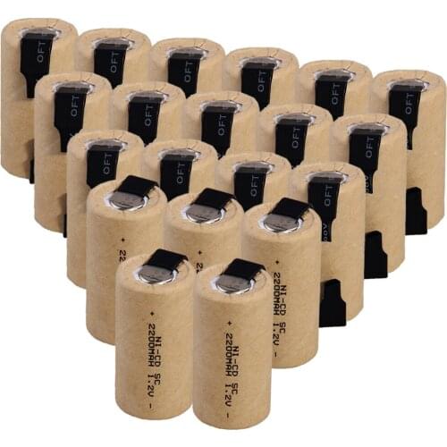20 pcs SC battery 4.25cm*2.2cm 2200mah 1.2V NICD SUBC batteries real capacity fast delivery to RUSSIA SPAIN FRANCE UK US