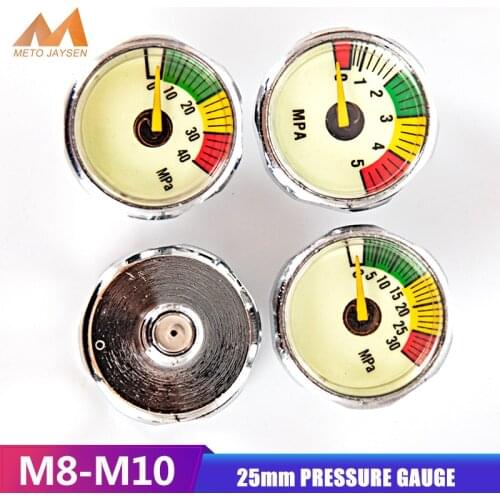 25mm High Pressure Gauge M8x1 1 Inch Manometre PCP Paintball Pump Scuba Diving Valve Gauge M10x1 Thread 5mpa 30mpa 40mpa