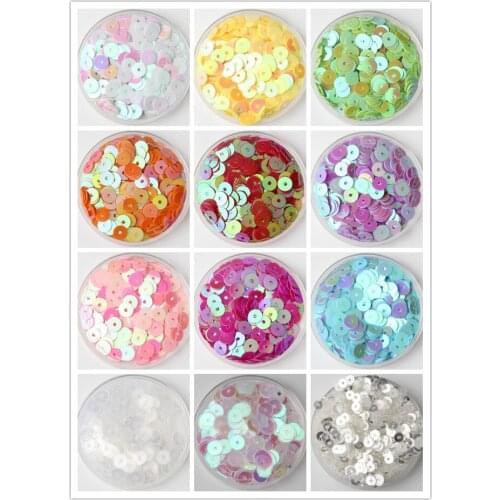 50g (4000pcs) 6mm Flat Round Sequins For Craft AB Transparent Colors Designer DIY Accessories Middle Hole