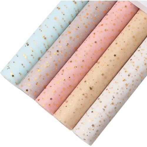 50cm* 5yard Gilding Star Moon Flowers Wrapping Yarn DIY Craft Florist’s Wedding Party Valentines Day Bouquet Gift Box Packaging