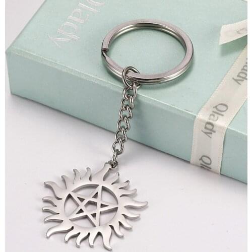 COOLTIME Hollow Star Unique Sun Light Key Chain Stainless Steel For Man Women Keychains Christmas Gift