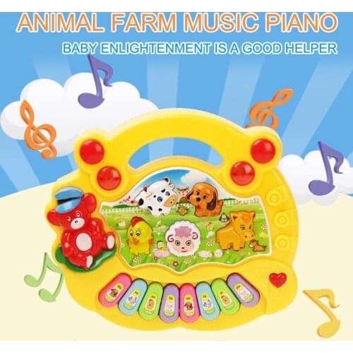 Kids Animal Farm Mobile Piano Musical Instruments Electric Flashing Keyboard Early Educational Toys for Children Birthday Gift