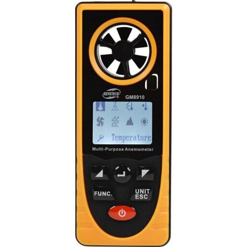 DHL/Fedex 10PCS GM8910 Multifunction Small and Portable Anemometer Wind Speed Meter Digital Wind Speed Measuring Instrument
