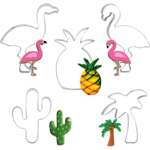 Flamingo Fruit Pineapple Cookie Cutter Mold Hawaii Beach Theme Party DIY Baking Mould Press Stamp Sugar Pasty Cake Decoration