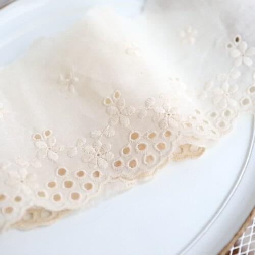 Hot sale Clothing lace Color beige Floret cotton embroidery lace About 12 cm D1204