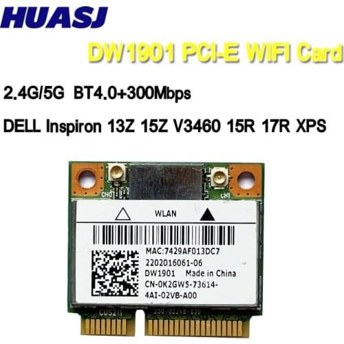 HUASJ For DELL DW1901 AR5B22 Wireless Dual Band Half Mini PCI-E WiFi BT4.0 Card