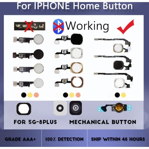 Home Button Flex For iPhone 6 6s 7 8 Plus 5s SE 5C 5G Return Back Home Button key Assembly With Flex Cable Rubber Sticker