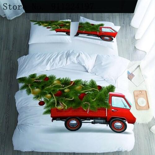 Christmas Tree Duvet Cover Set Merry Christmas Microfiber Bedding Set Queen King Size for Boys Girls Kid Bed Sheet Set 2/3 Piece