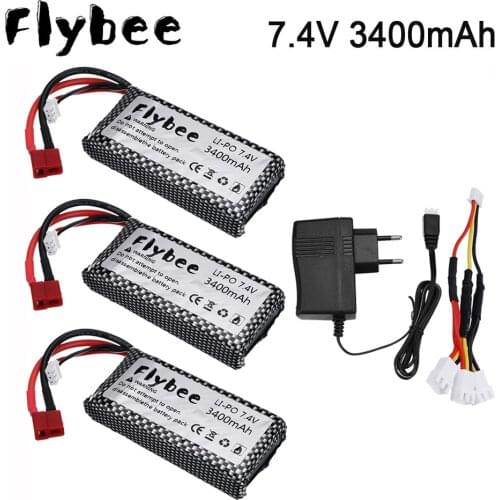 7.4v 3400mAh Lipo Battery For Wltoys 12428 12423 RC Four-Wheel RC Vehicle Car Upgrade 7.4v Battery Feiyue 03 Q39 RC Part Charger
