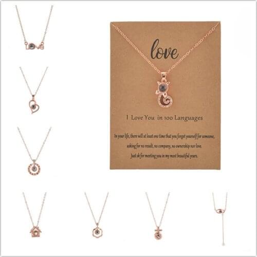 6pcs Fashion Mix Colors 100 Language I love You Necklace For Women Wedding Letter Necklace Jewelry