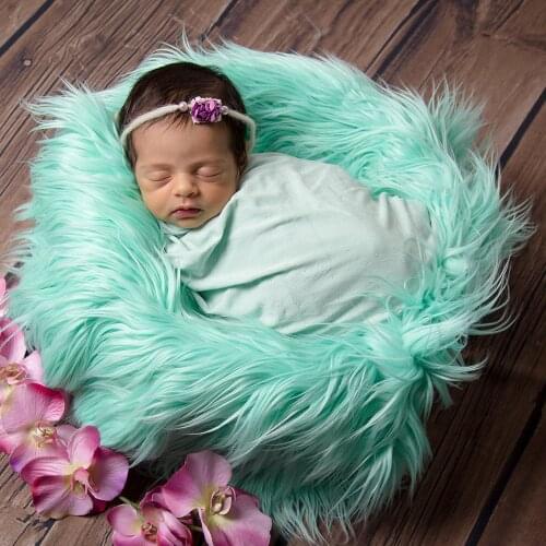 Clearance! Soft Long Pile Faux Fur MONGOLIAN FUR Blanket Basket Stuffing Photo Backdrop for Newborn Baby Photography Accessories